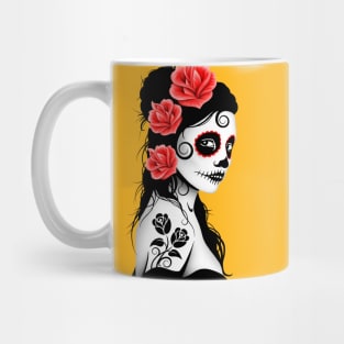 Red Day of the Dead Sugar Skull Girl Mug